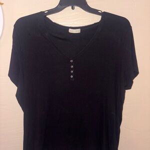Black V-Neck Women's Top